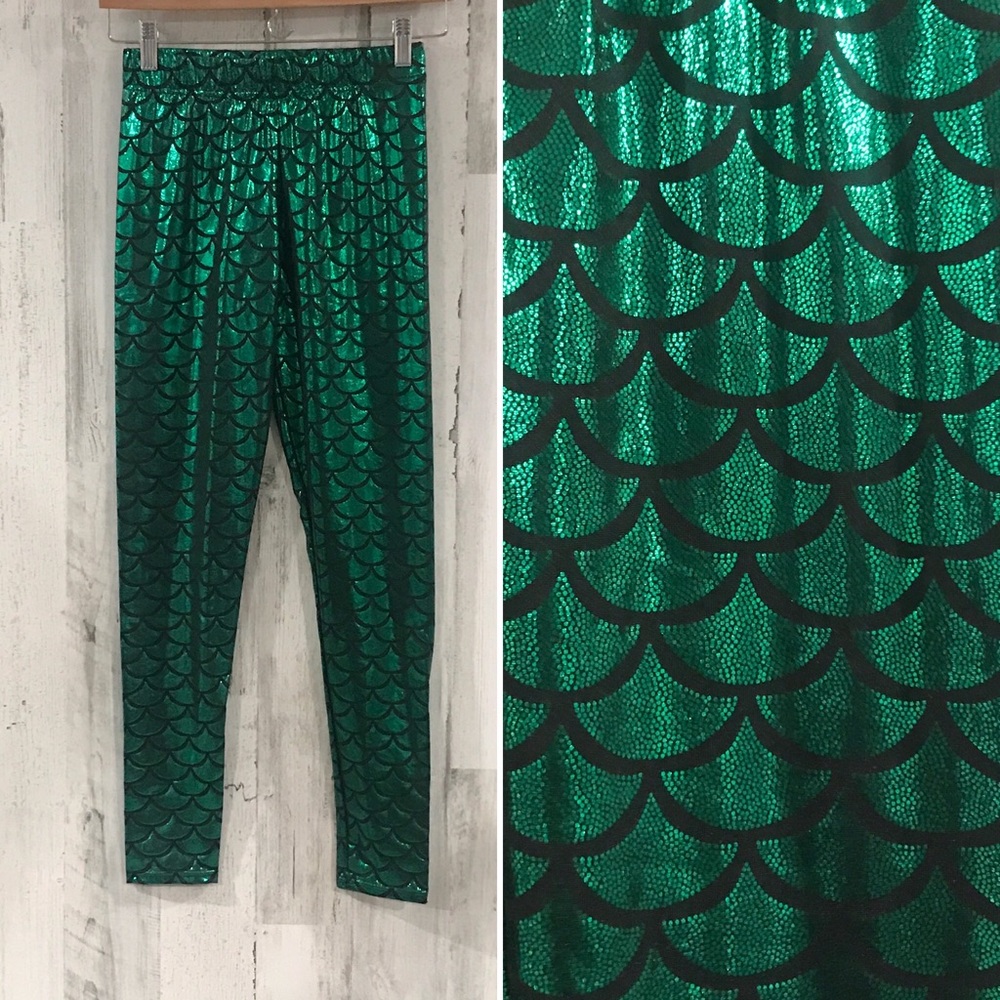 MERMAID Shimmery Green Leggings Size Medium